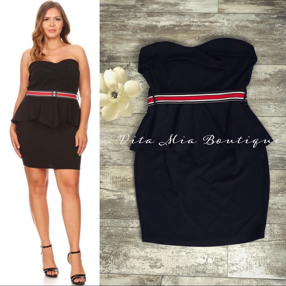 PLUS SIZE Black Strapless Dress